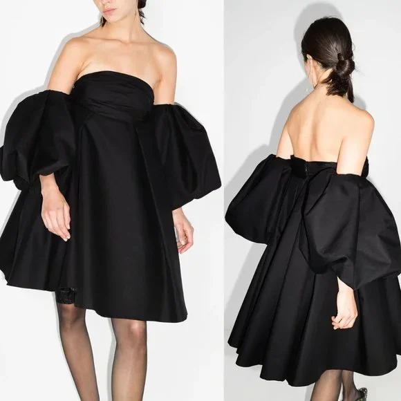 ❌SOLD❌NWT Khaite Katerina Off-shoulder Mini Dress Balloon Sleeves Sz 10 - Picture 2 of 12